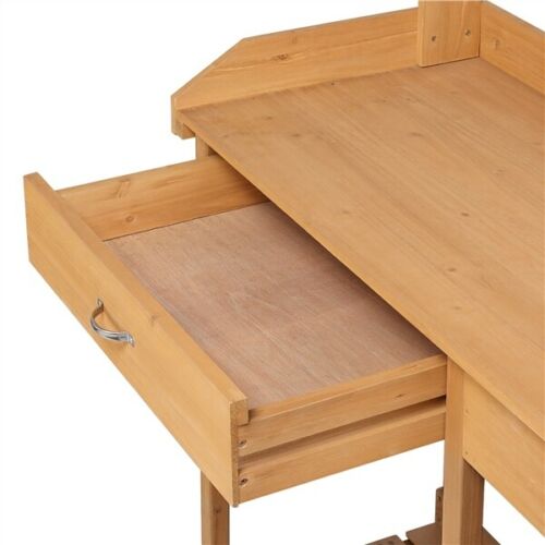 Natural Wood Garden and Patio Potting Workstation 7