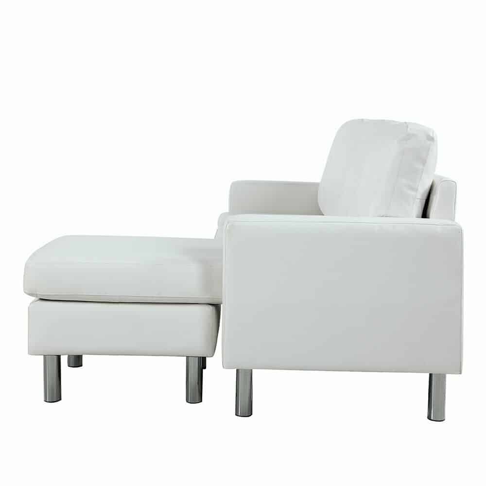 White Faux Leather Configurable Sectional Sofa 5
