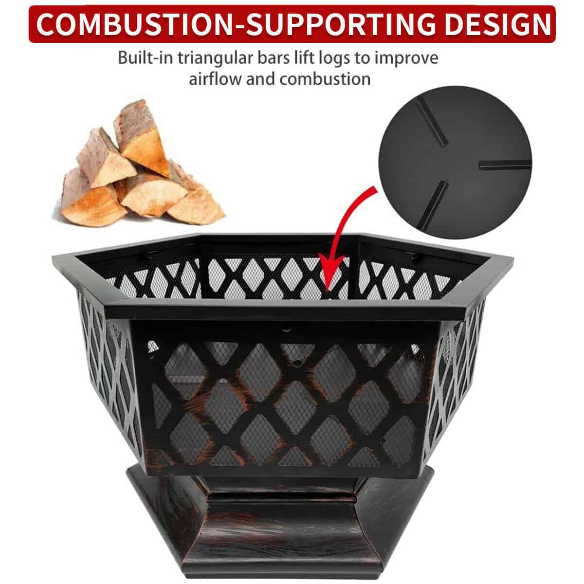 Hex-Shaped Patio Fire Pit Bowl 5