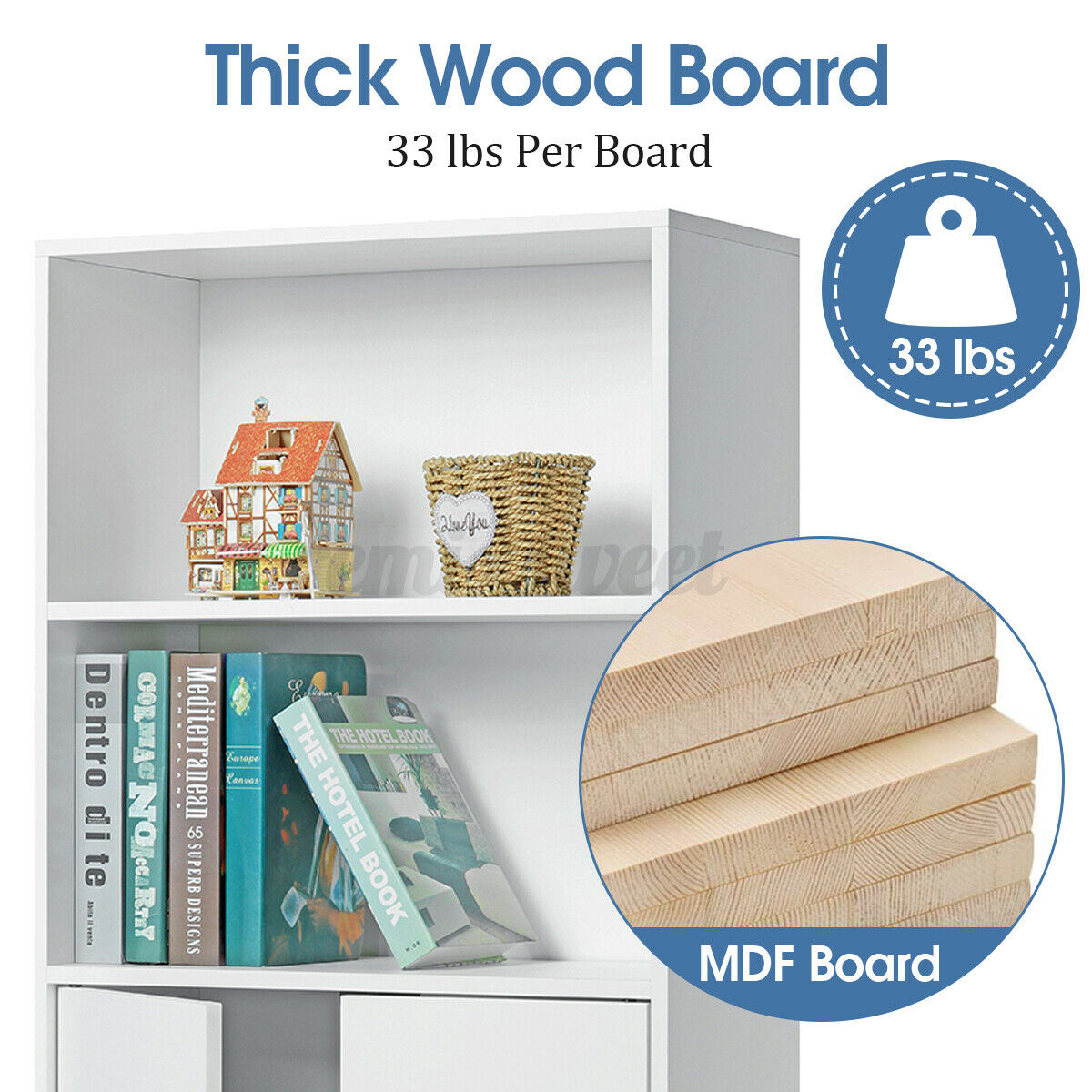 White Wood Storage Shelf Cabinet 5