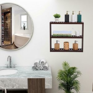 Bamboo 3-Tier Wall Mounted Bathroom Rack 1