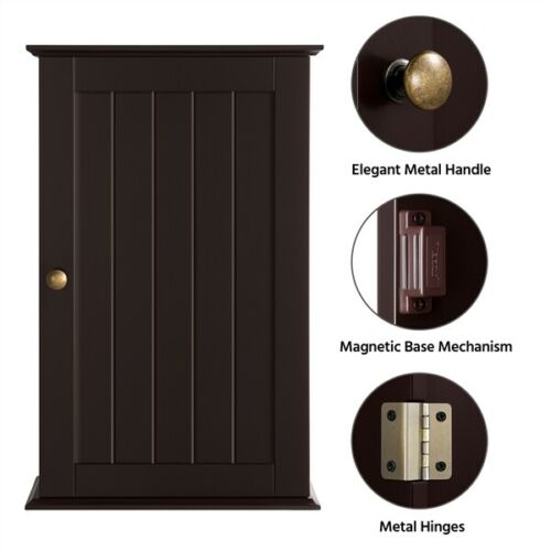 Dark Brown 3-Tier Wall Mounted Bathroom or Kitchen Cabinet 6