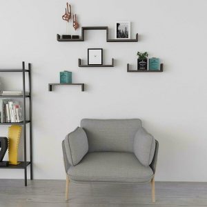 Set of 3 U-Shaped Black Wall Shelves 3