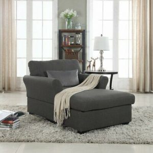 Charcoal Grey Chaise Lounge Upholstered Sofa Chair