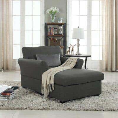 Charcoal Grey Chaise Lounge Upholstered Sofa Chair