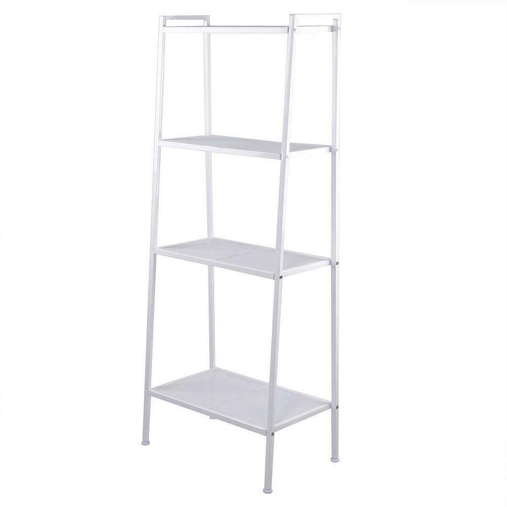 4-Tier White Storage Ladder Leaning-Bookshelf 5