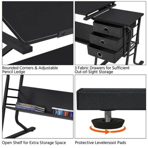 Black Artist Drafting Tilting Table w/ Stool 3