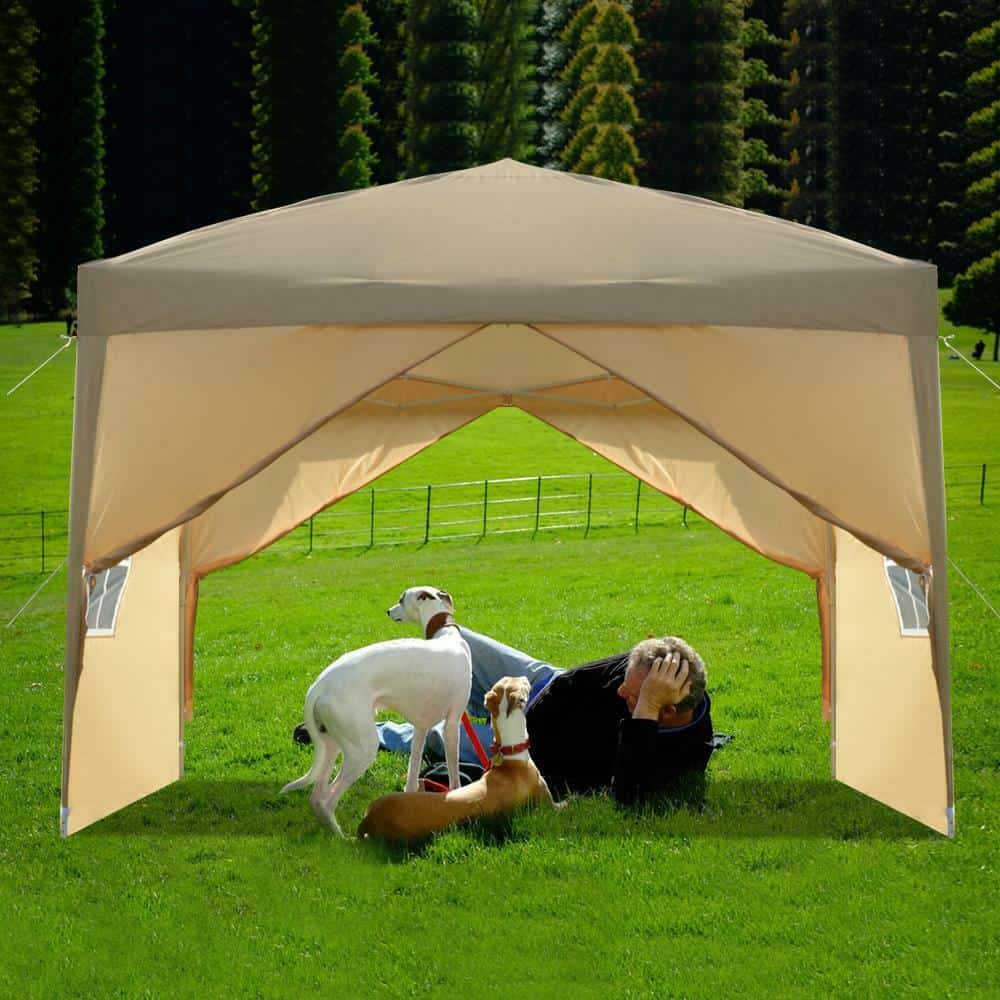 Beige 10' x 10' Pop-Up Gazebo w/ Khaki Carry Bag 5