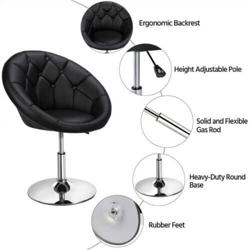Adjustable Round Back Swivel Chair w/ Chrome Base 4