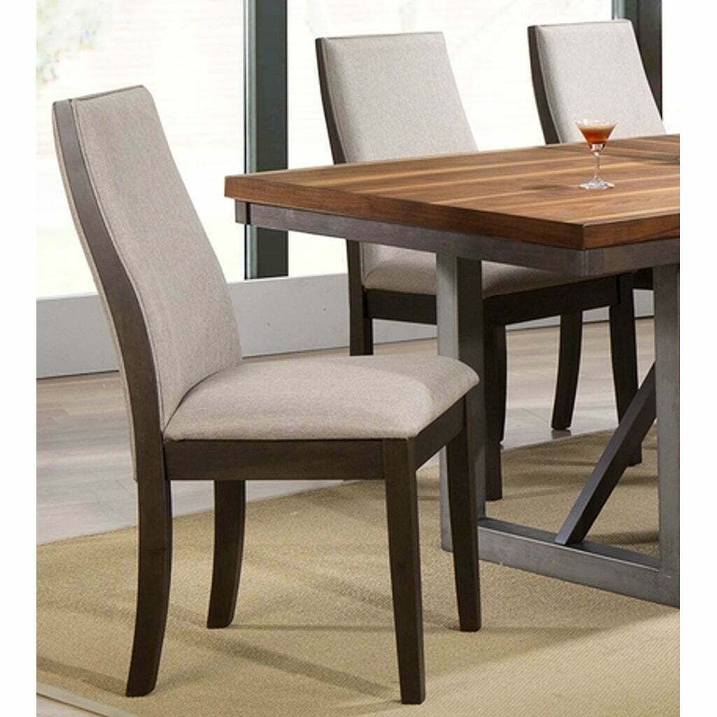 Set of 2 Mid-Century Modern Wood and Fabric Accent Dining Chairs
